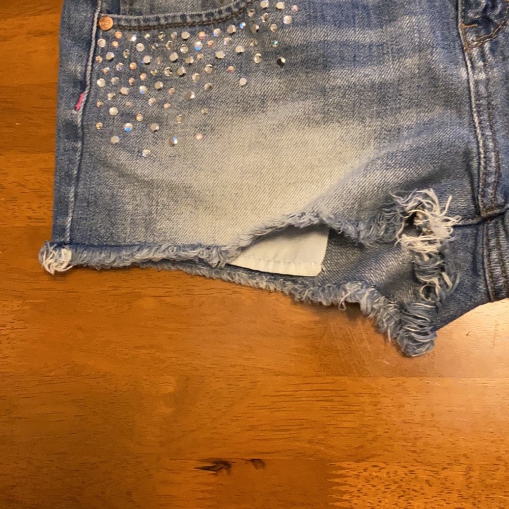 PINK Victoria’s Secret | Raw Hem Rhinestone Shorts 4 EUC Jean - Picture 4 of 12